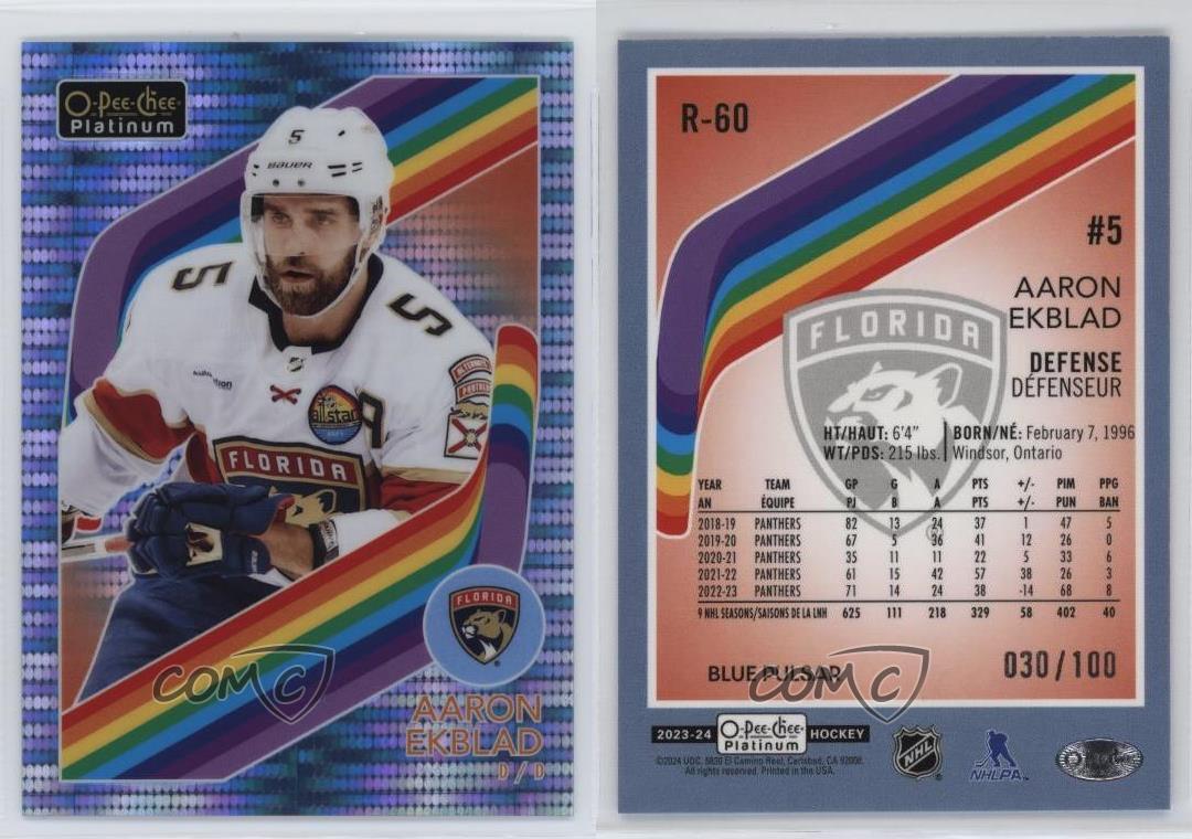 Pulsar O-Pee-Chee platino blu retrò 2023-24 /100 Aaron Ekblad #R-60 - Foto 3 di 4