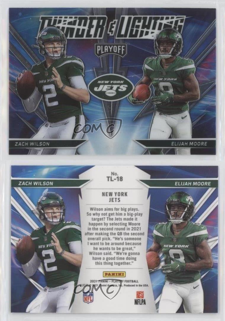 Zach Wilson/Elijah Moore 2021 Rookie Card NFL Panini Playoff Thunder &  Lightning Jets Super Star Rookies Birthday Gift for Him or Her Mint