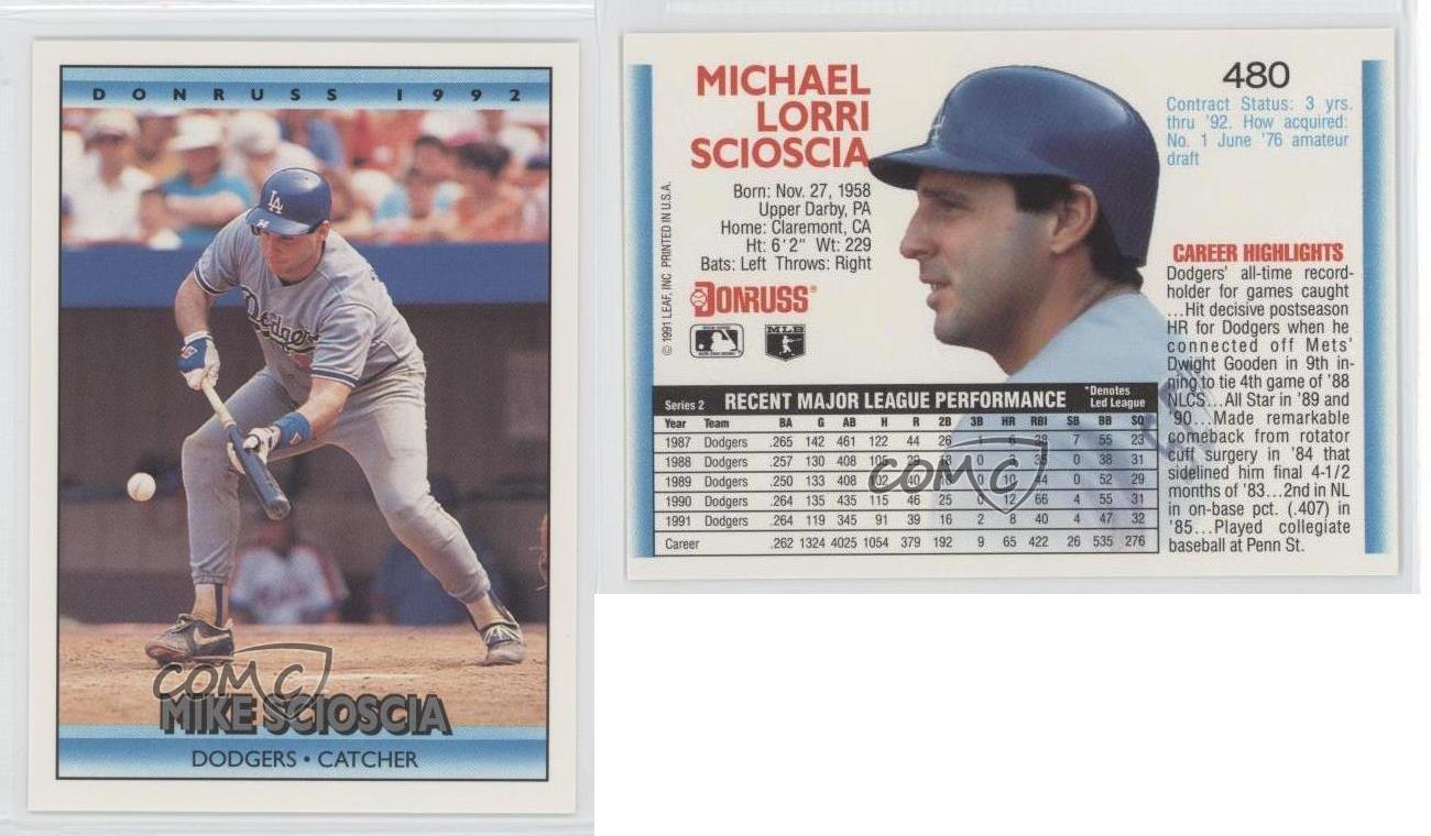 1992 Donruss #480 Mike Scioscia - NM-MT