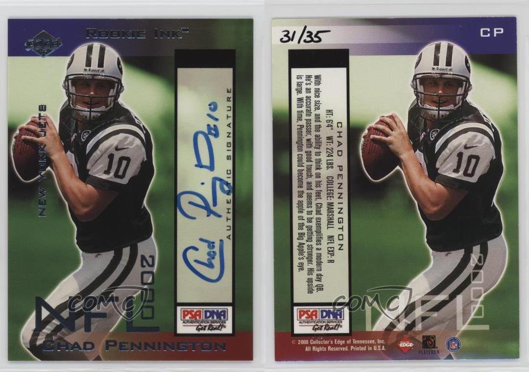 2000 Collector's Edge T3 Rookie Ink Blue Ink /35 Chad Pennington #CP Auto RC - Picture 3 of 3