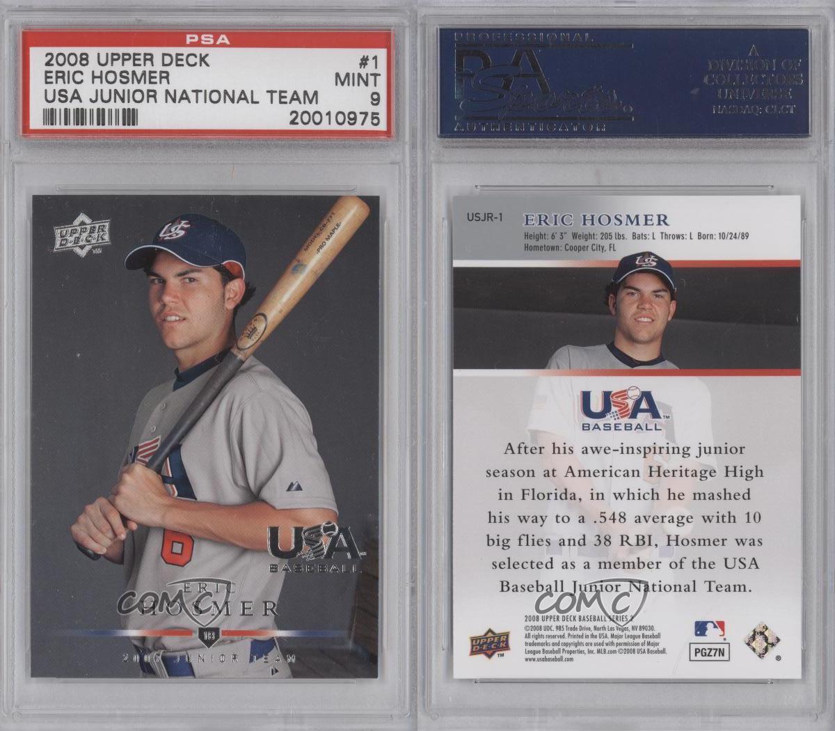 2008 Eric Hosmer Auto USA Baseball UE6#/75 Trading Card Patch at