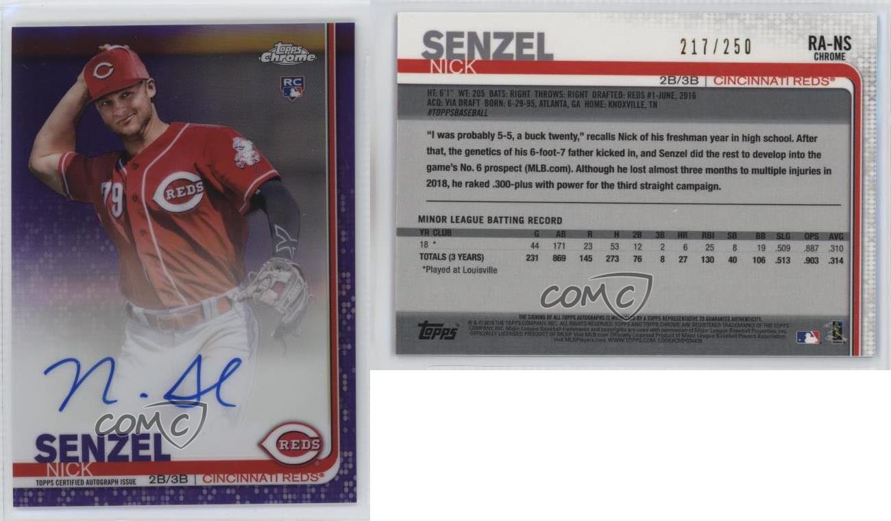 2019 Topps Chrome Rookie Auto Purple Refractor /250 Nick Senzel #RA-NS Auto RC - Bild 3 von 4