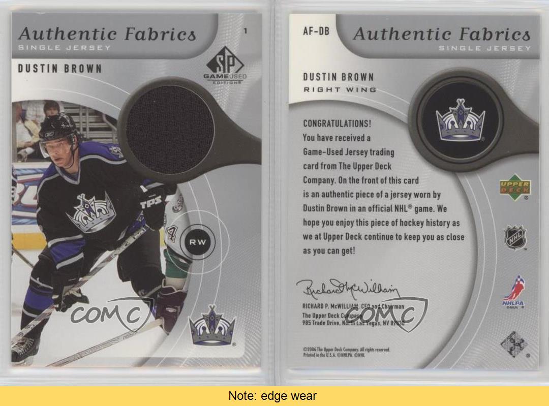 2005-06 SP Game Used AUTHENTIC FABRICS JERSEY # AF-DB DUSTIN BROWN LA KINGS