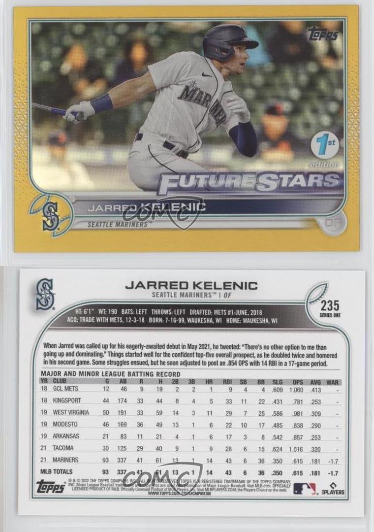 JARRED KELENIC 2022 Topps Series 1 Base Future Stars #235 Mariners