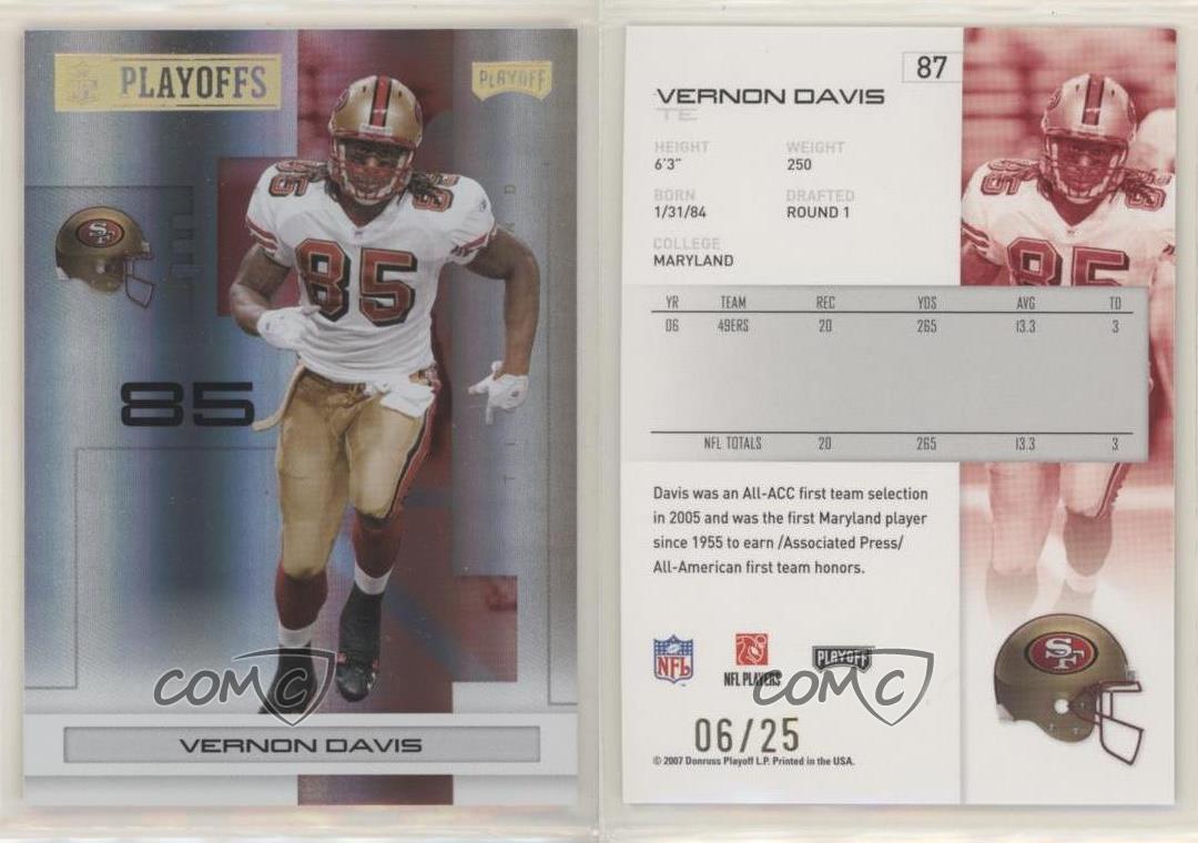 Playoffs NFL Playoffs Gold Holofoil 2007/25 Vernon Davis #87 - Imagen 4 de 4