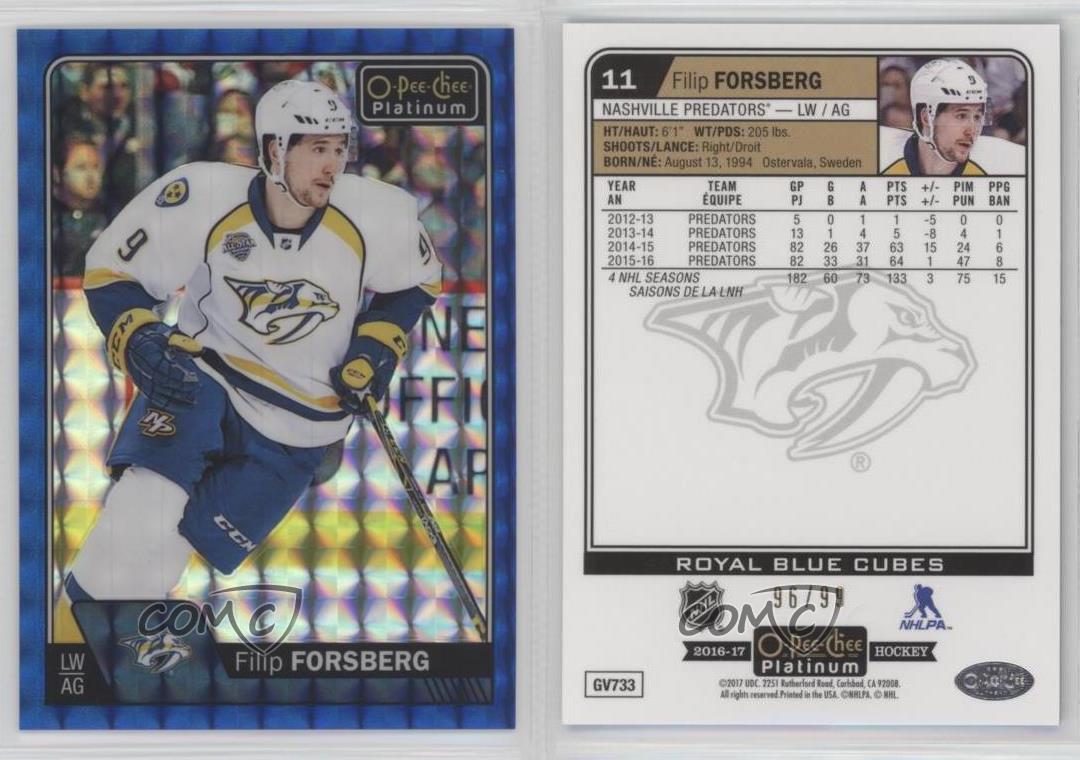 2016-17 O-Pee-Chee Platinum Royal Blue Cubes /99 Filip Forsberg #11