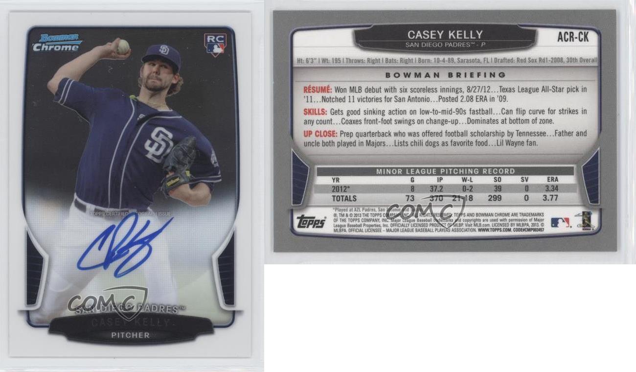 2013 Bowman Chrome Rookie Auto Casey Kelly #ACR-CK Auto RC