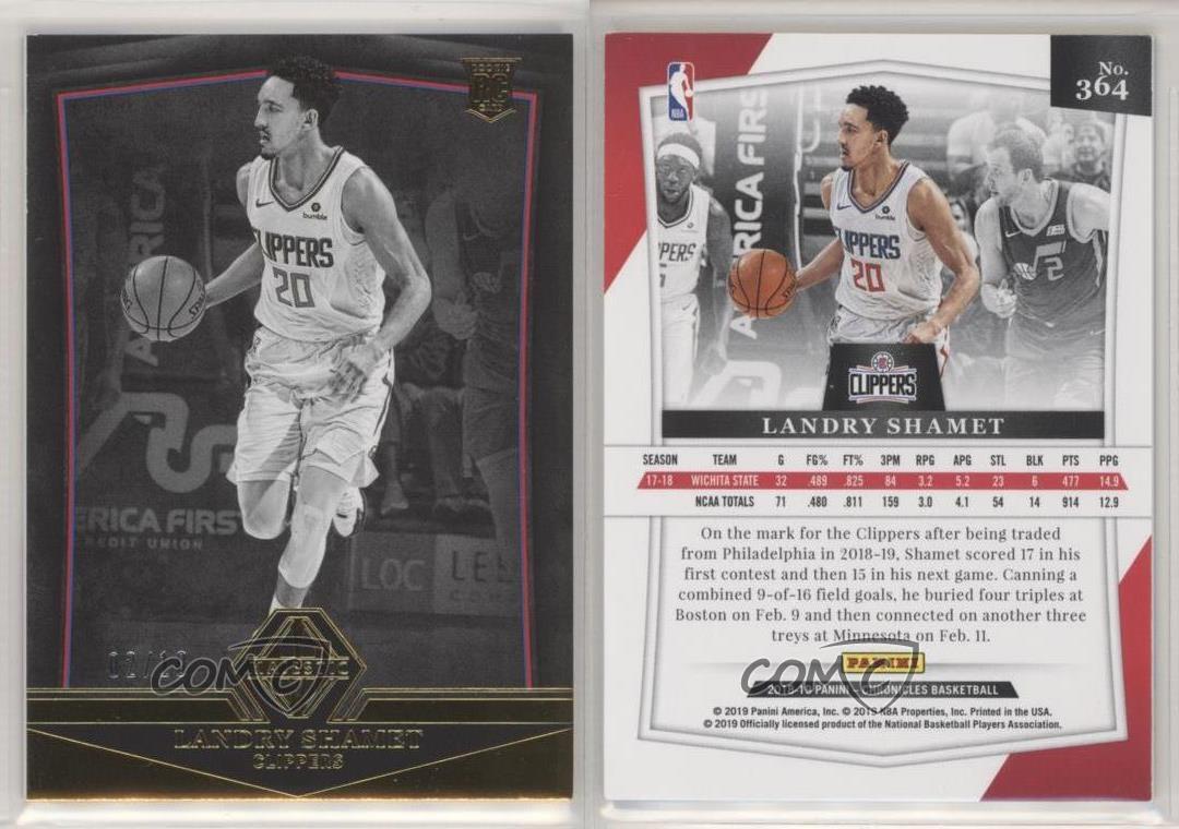 2018-19 Panini Chronicles Majestic Gold /10 Landry Shamet #364 Rookie RC - Foto 3 di 3