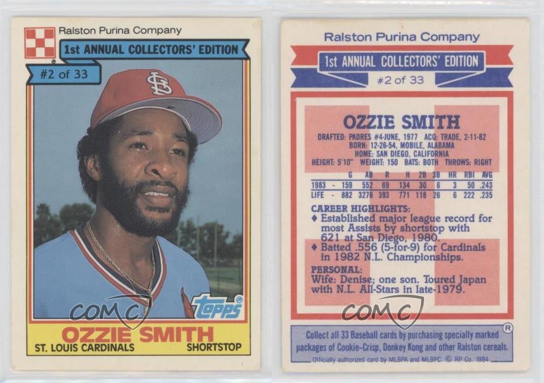 OZZIE SMITH 1984 TOPPS RALSTON PURINA COMPANY BASEBALL CARD # 2 F1854