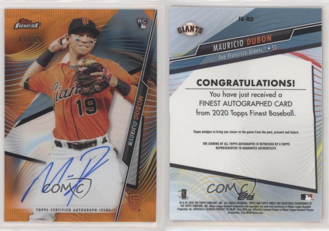 2021 Finest Mauricio Dubon Orange Wave Auto PSA 10 /25 San Fran Giants POP  1