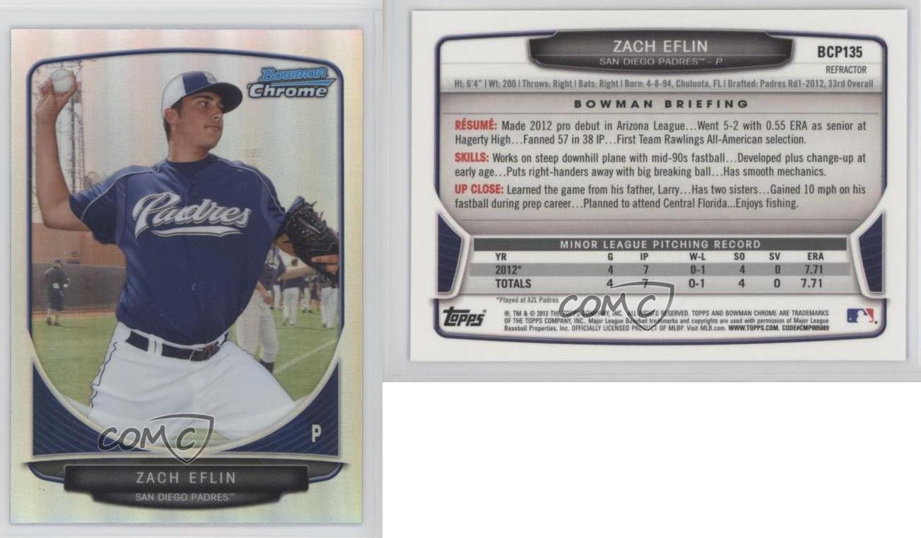 2013 Bowman Chrome Prospects Refraktor Zach Eflin #BCP135 - Bild 4 von 4
