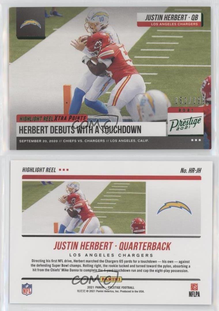 Carrete destacado Panini Prestige 2021 Xtra Points verde/199 Justin Herbert #HR-JH - Imagen 3 de 3