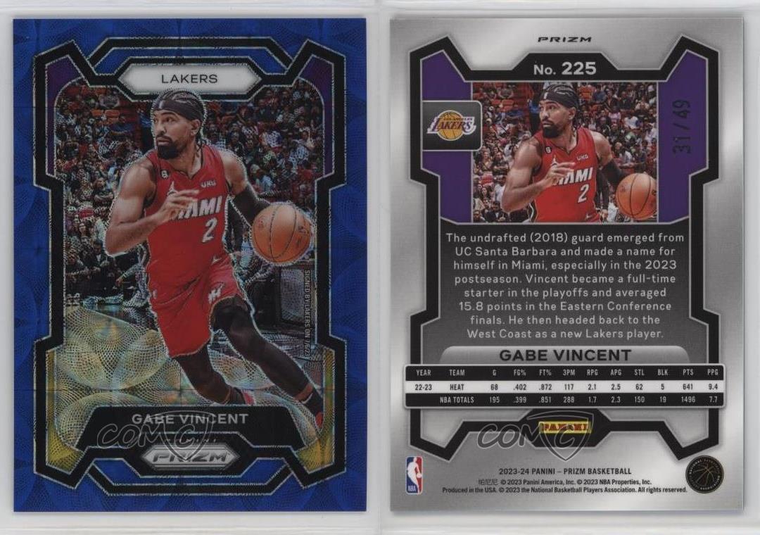 2023-24 Panini Prizm Choice Blue Prizm /49 Gabe Vincent #225 - Picture 3 of 4