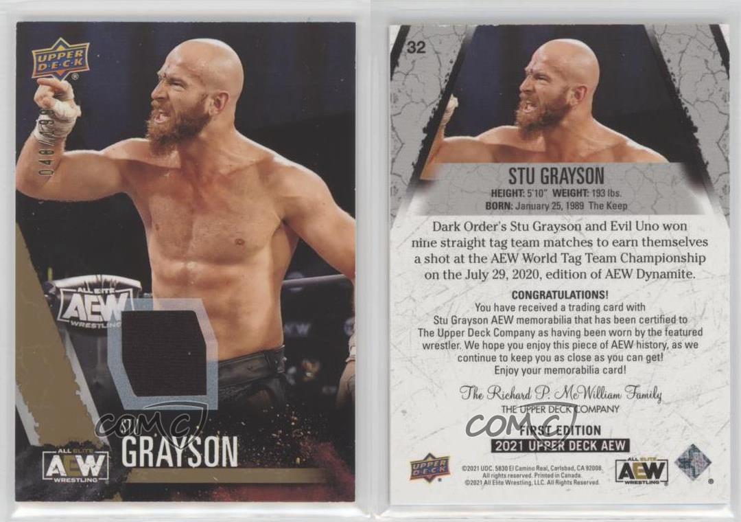 2021 AEW All Elite Wrestling Gold Memorabilia /199 Stu Grayson #32 Rookie RC