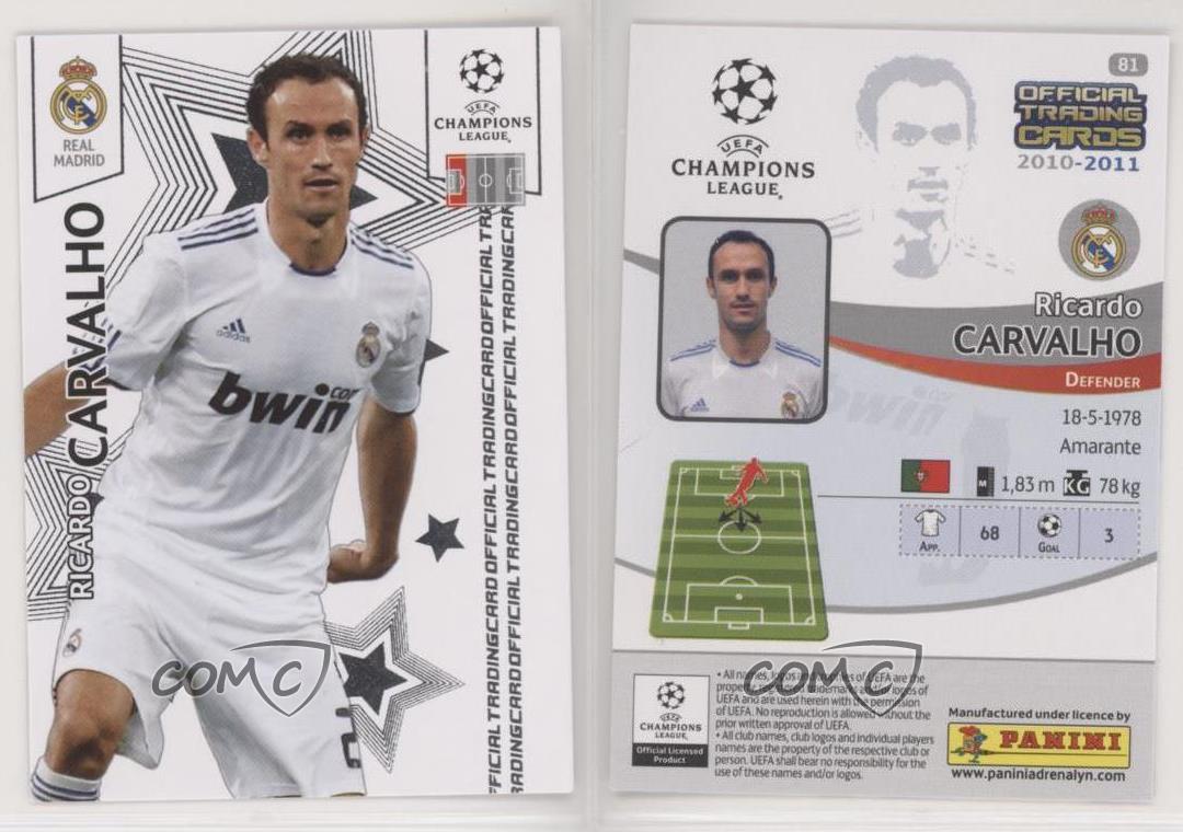 2010-11 Panini UEFA Champions League Ricardo Carvalho #81 | eBay