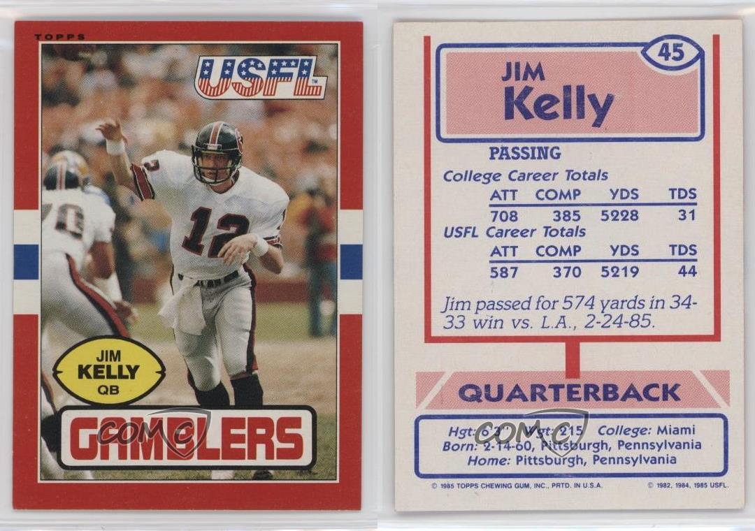 1985 Topps USFL Jim Kelly #45 HOF - Picture 4 of 5