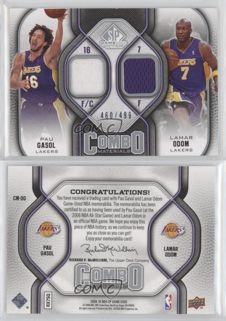2009-10 SP Game Used Combo Materials #CMBO Kobe Bryant Lamar Odom /499 LA Lakers 