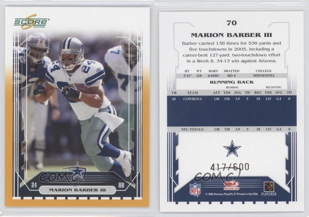 2006 Score Gold /600 Marion Barber III #70