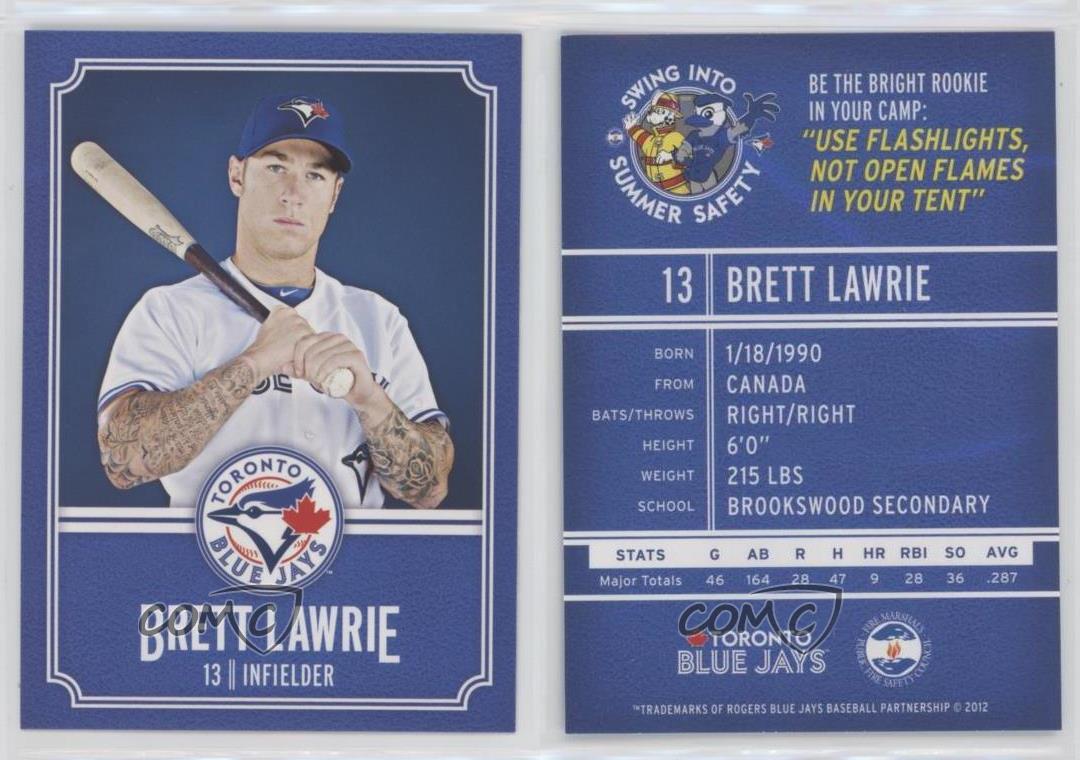Authenticated Game Used Jersey - #13 Brett Lawrie (April 24, 2012 at BAL).  Lawrie went 1-for-3 with 1 walk.