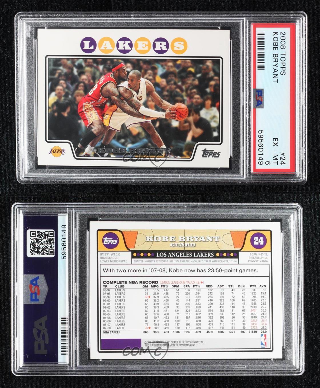 その他 2008 topps Kobe Bryant, lebron James 2008 TOPPS GOLD #24 KOBE BRYANT WITH LEBRON JAMES PSA 8 /2008