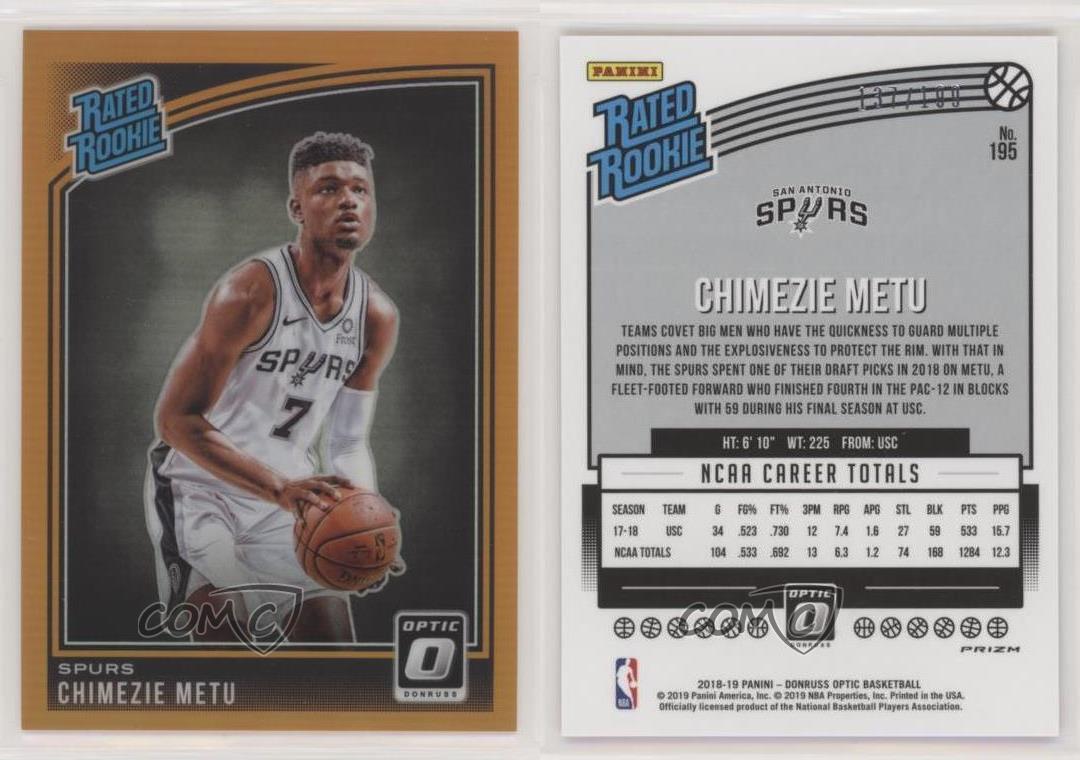 2018-19 Panini Donruss Base Rated Rookies #195 Chimezie Metu