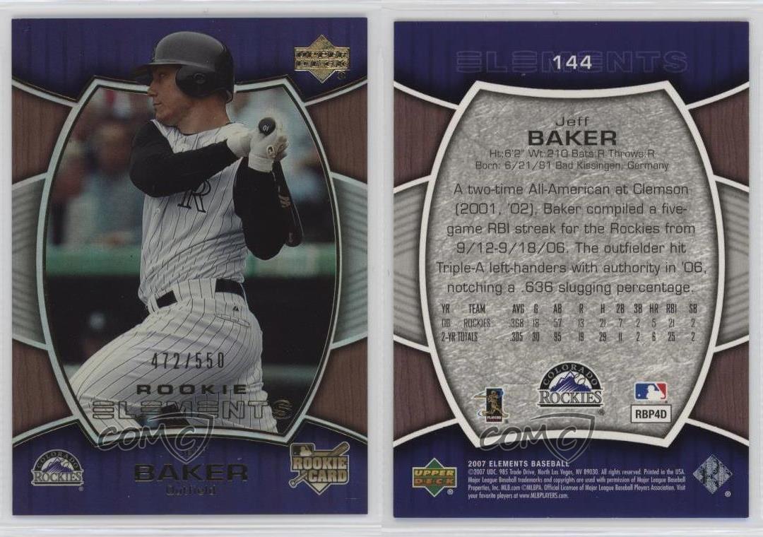 2007 Upper Deck Elements Rookie Elements /550 Jeff Baker vente #144