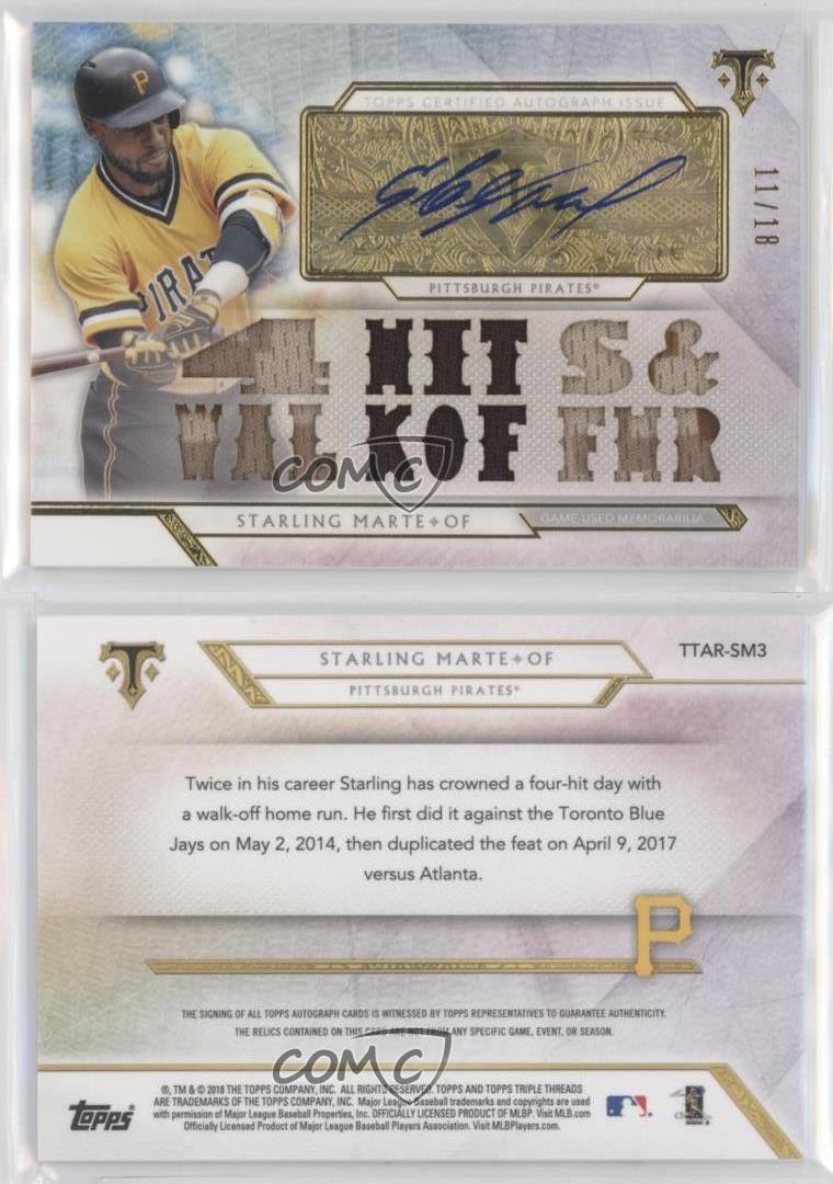 2015 Topps Triple Threads Autographs ttarsm4 Starling Marte Jersey Auto  18/18 - Sportsnut Cards