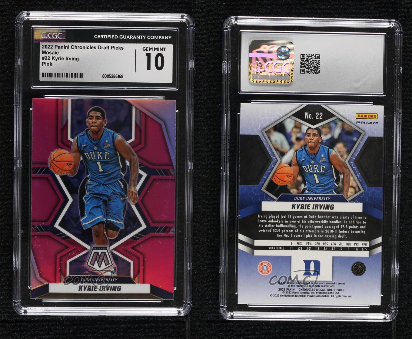 2022 Panini Chronicles Draft Picks Mosaic Pink Kyrie Irving #22 CGC 10 Gem Mint - Picture 3 of 3