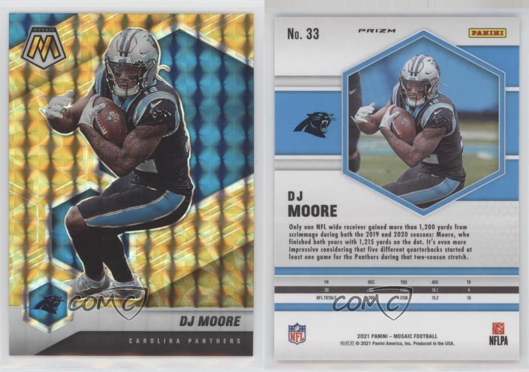 2021 MOSAIC REACTIVE YELLOW PRIZM #33 DJ MOORE CAROLINA PANTHERS