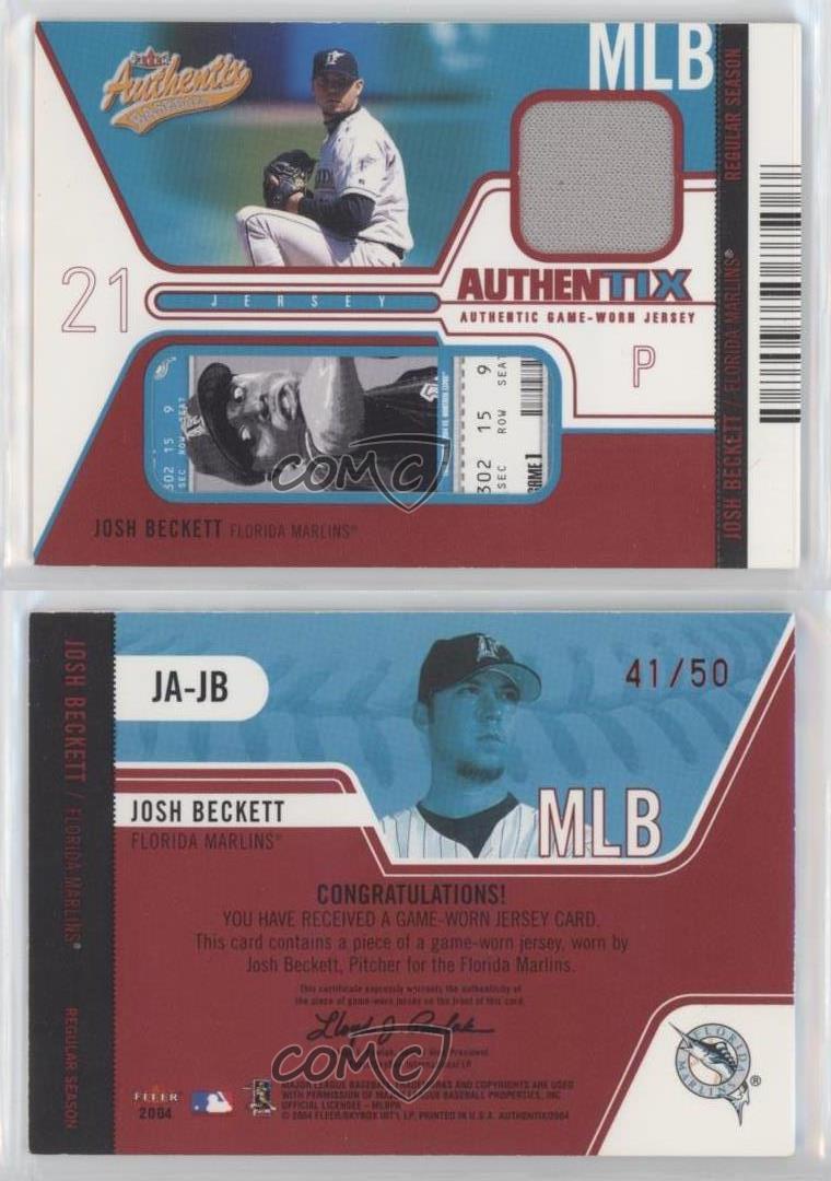 2004 Fleer Authentix Game Jerseys Unripped /50 Josh Beckett #JA-JB