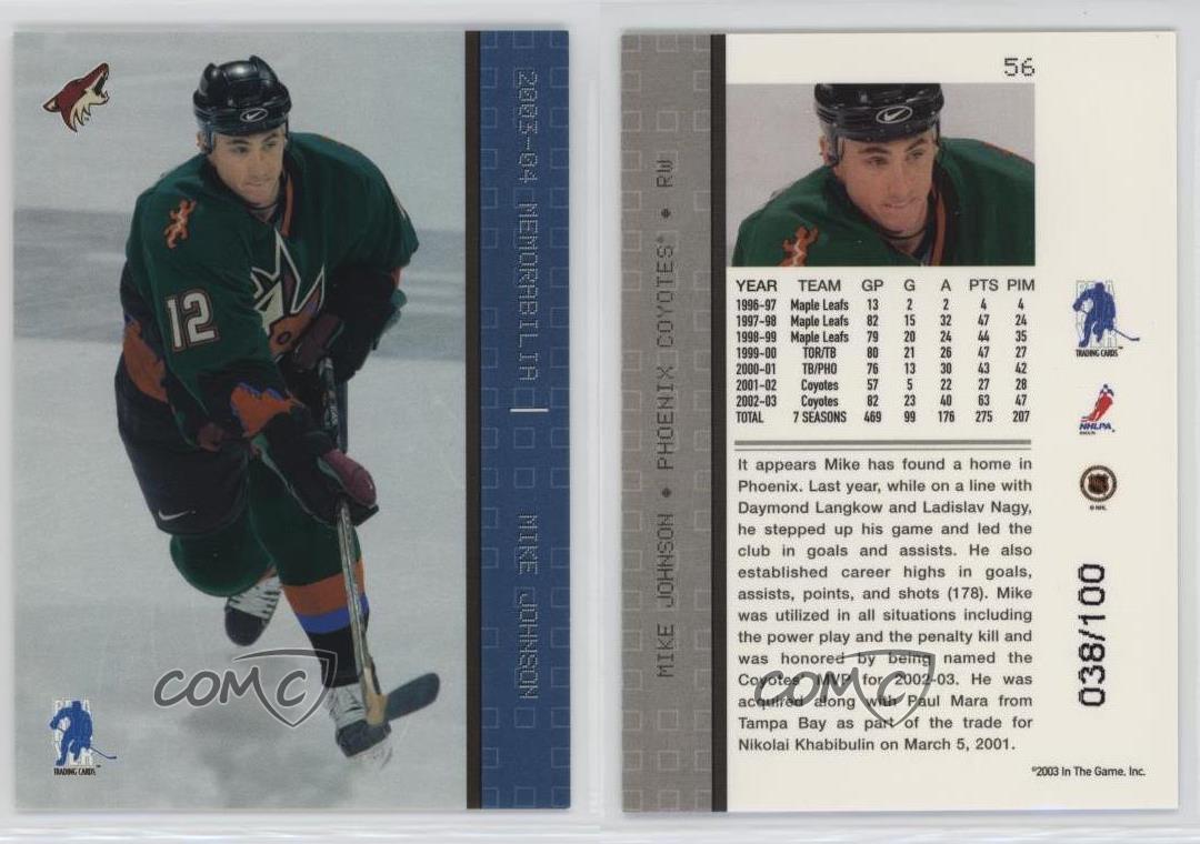 2003-04 ITG Be A Player Memorabilia Sapphire /100 Mike Johnson #56 - Bild 3 von 3