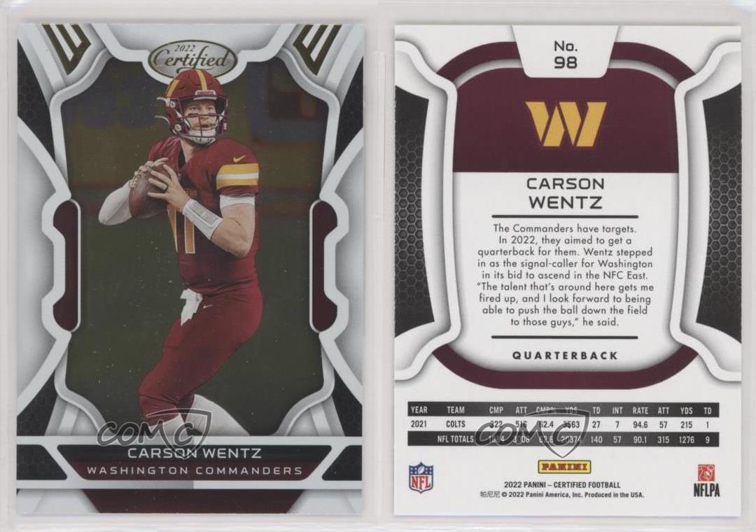 2022 Panini Certified Carson Wentz Washington Commanders #98