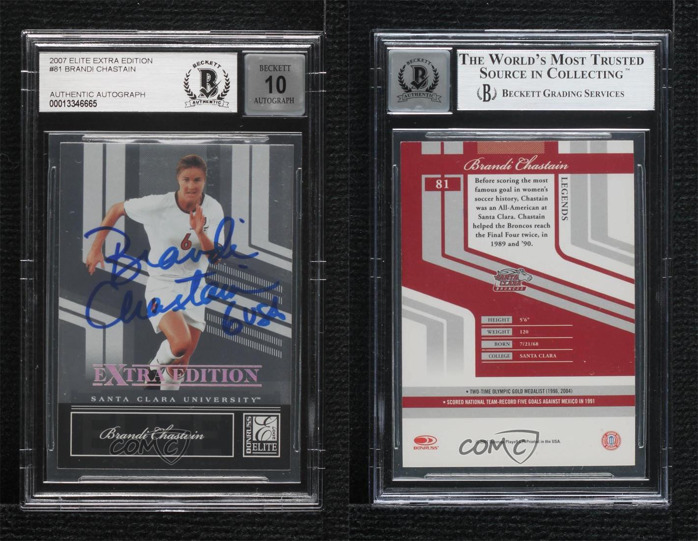 BAS 2007 Donruss Elite Extra Edition Brandi Chastain #81 BGS Authentic Auto - Picture 3 of 4