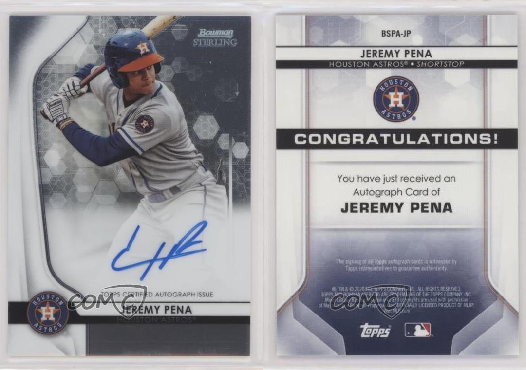 2020 Bowman Sterling Prospect Autographs BSPAJP Jeremy Pena Rookie