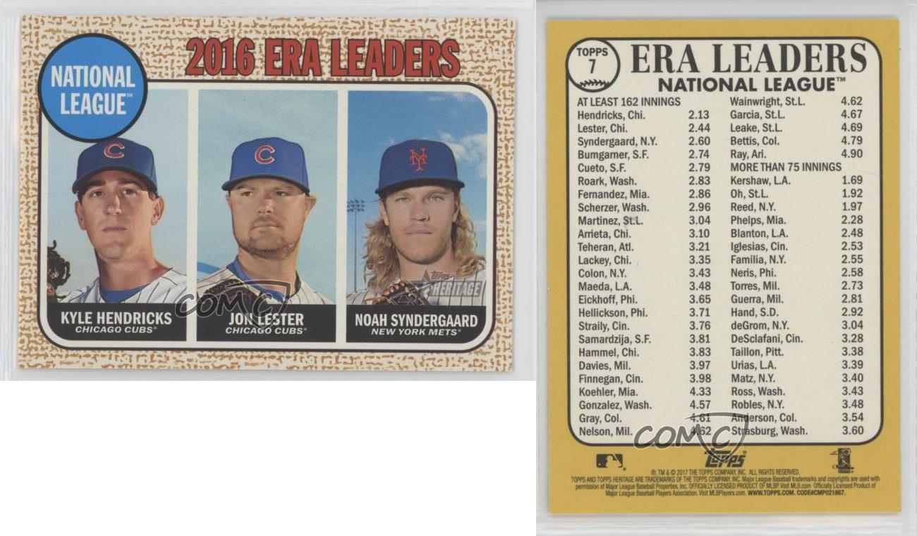 2017 Topps Heritage #7 Kyle Hendricks/Jon Lester/Noah Syndergaard Baseball  Card - New York Mets