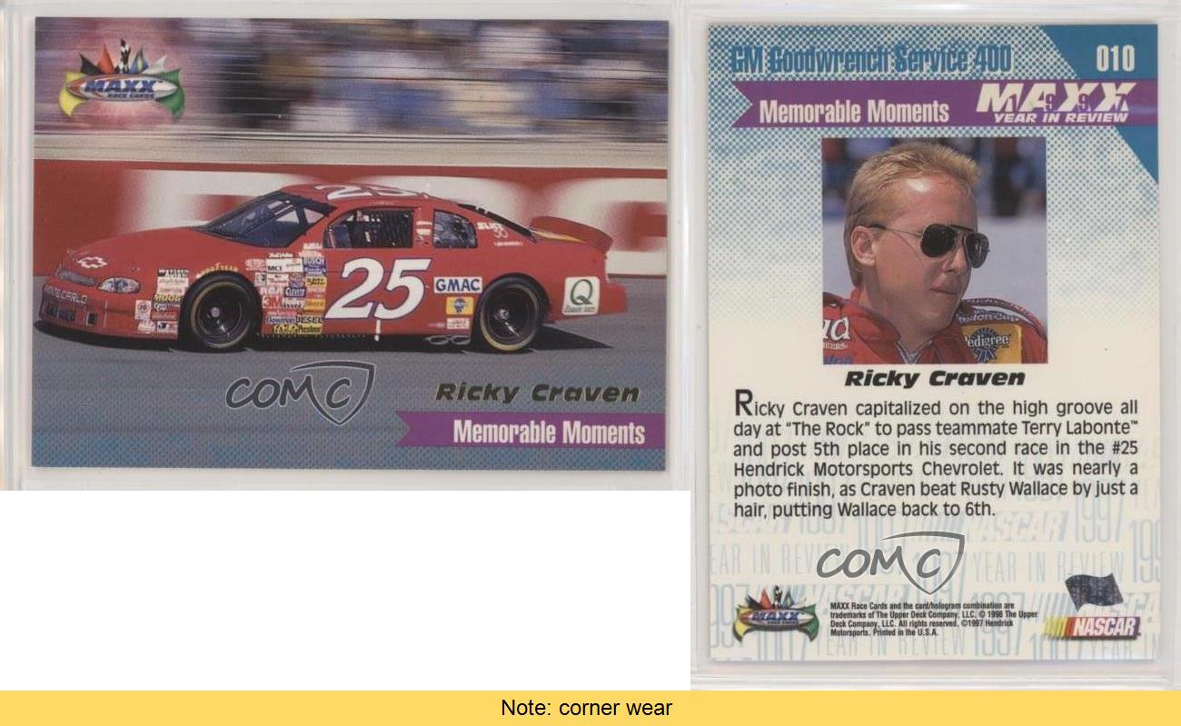 1998 Upper Deck Maxx 1997 Year in Review Ricky Craven #10 - Picture 3 of 3