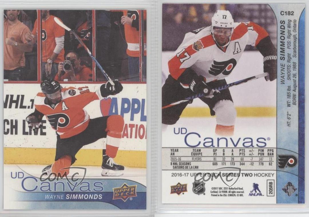 2016 17 upper deck ud canvas c182 wayne simmonds philadelphia flyers ud flyer card