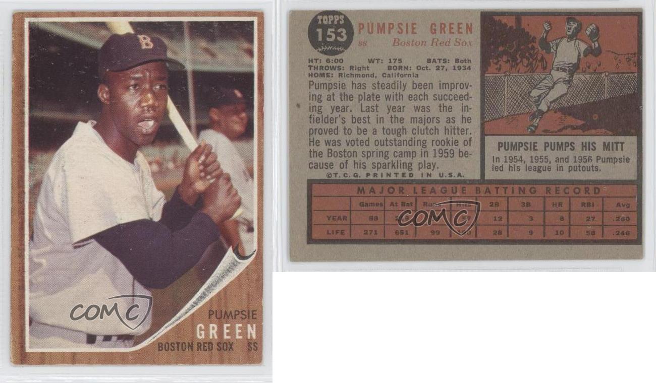 1962 Topps 153.1 Pumpsie Green Boston Red Sox Baseball Card eBay
