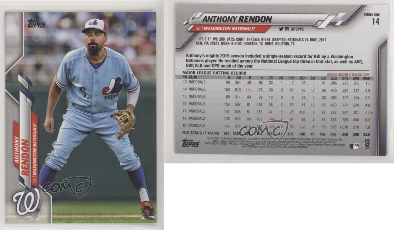 2020 Topps Series 1 Anthony Rendon #14 SP Photo Variation Montreal