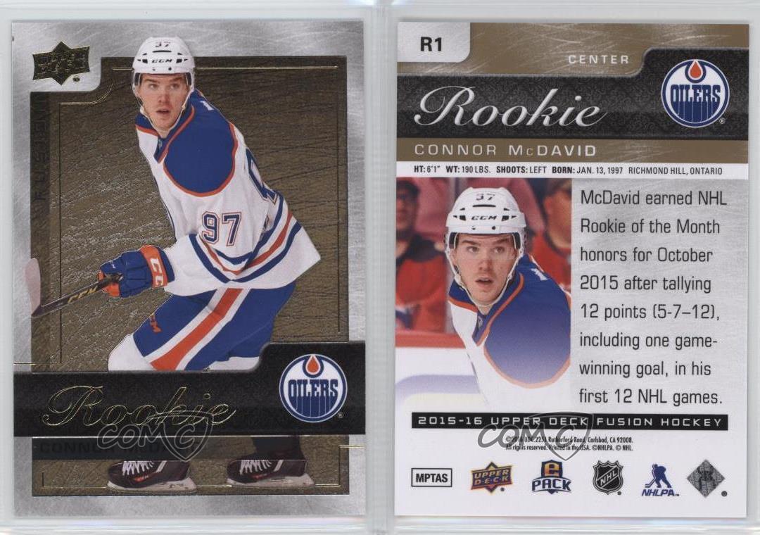 201516 Upper Deck Fusion Rookie Achievements Gold R1 Connor McDavid