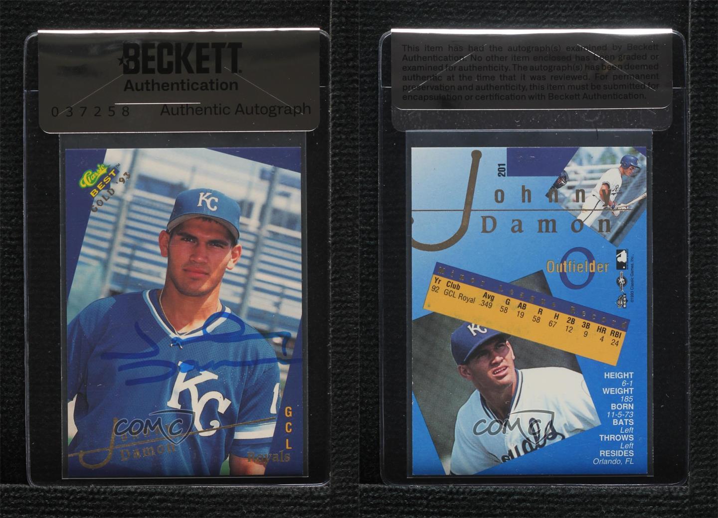 BAS 1993 Classic Best Gold Minor League Johnny Damon #201 Auto Rookie RC