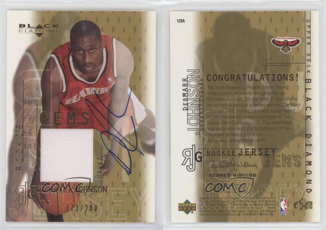 2000-01 Black Diamond Jersey Gems Gold /200 DerMarr Johnson #129A Rookie Auto RC - Picture 3 of 3