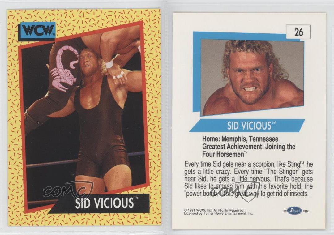 Sid Vicious Signed Auto'd 1991 Impel WCW Rookie Card RC #26 Autographed WWE WWF 