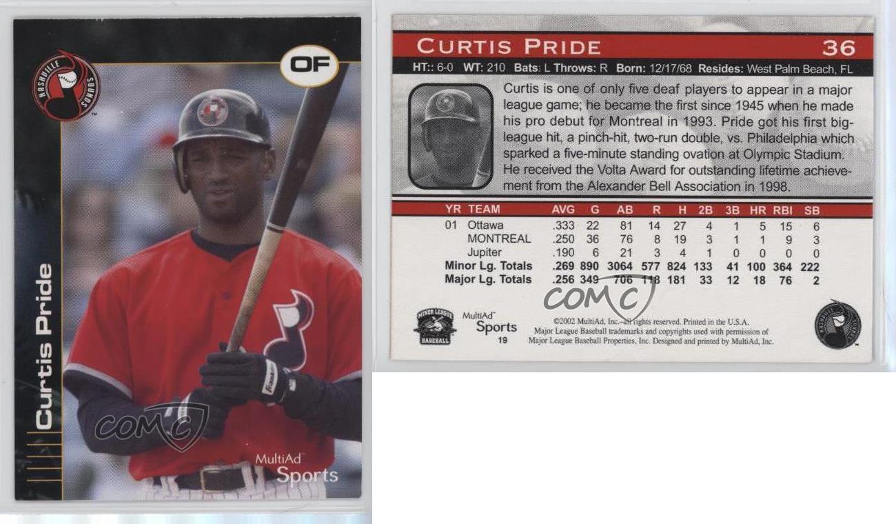 2002 MultiAd Sports Nashville Sounds Curtis Pride #19 - Picture 3 of 3