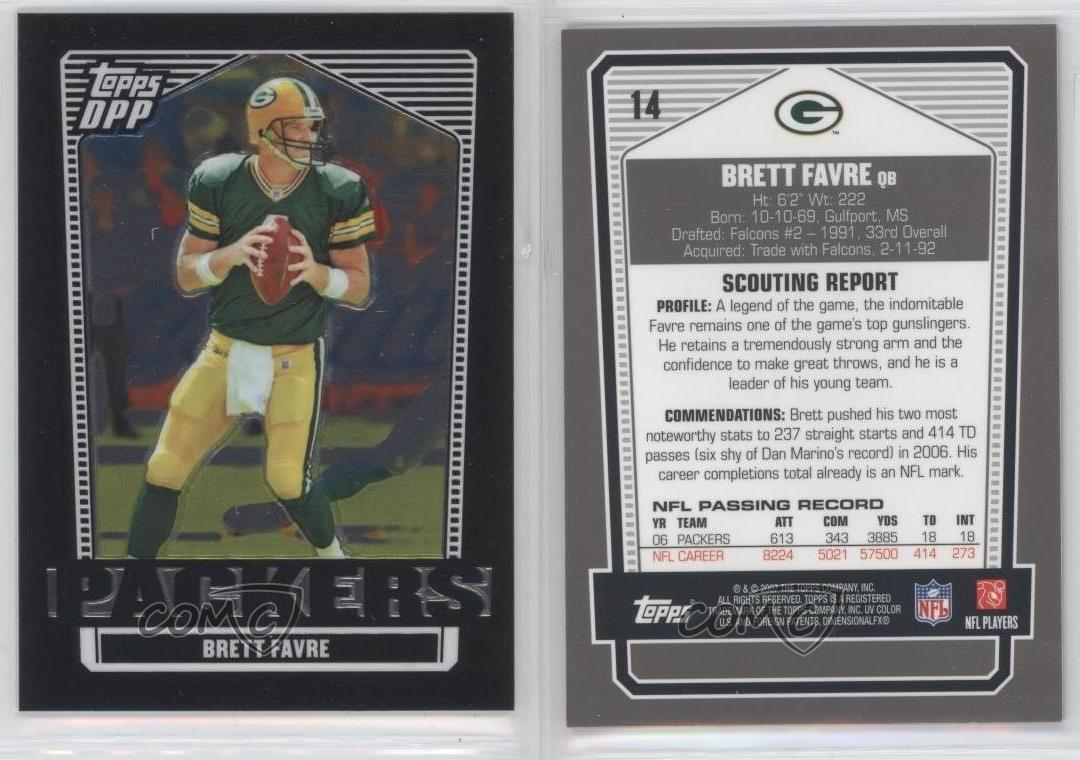 Brett Favre 2007 Topps DP&P Chrome Black #14 Green Bay Packers