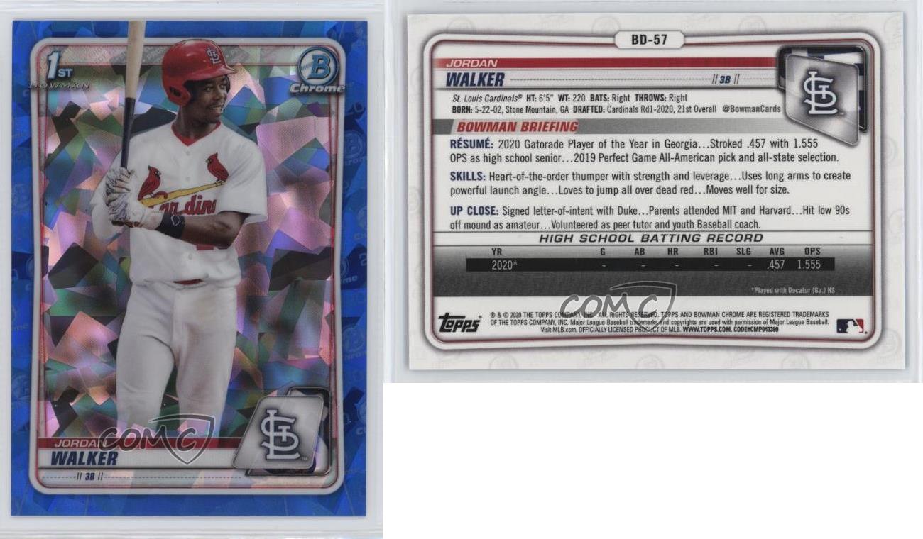 Jordan Walker 2020 Bowman Draft Sapphire PURPLE 1/10 SSP Psa