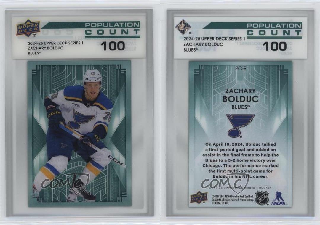 2024-25 Upper Deck Serie 1 Popolazione 100/100 Zachary Bolduc Rookie RC - Foto 5 di 5