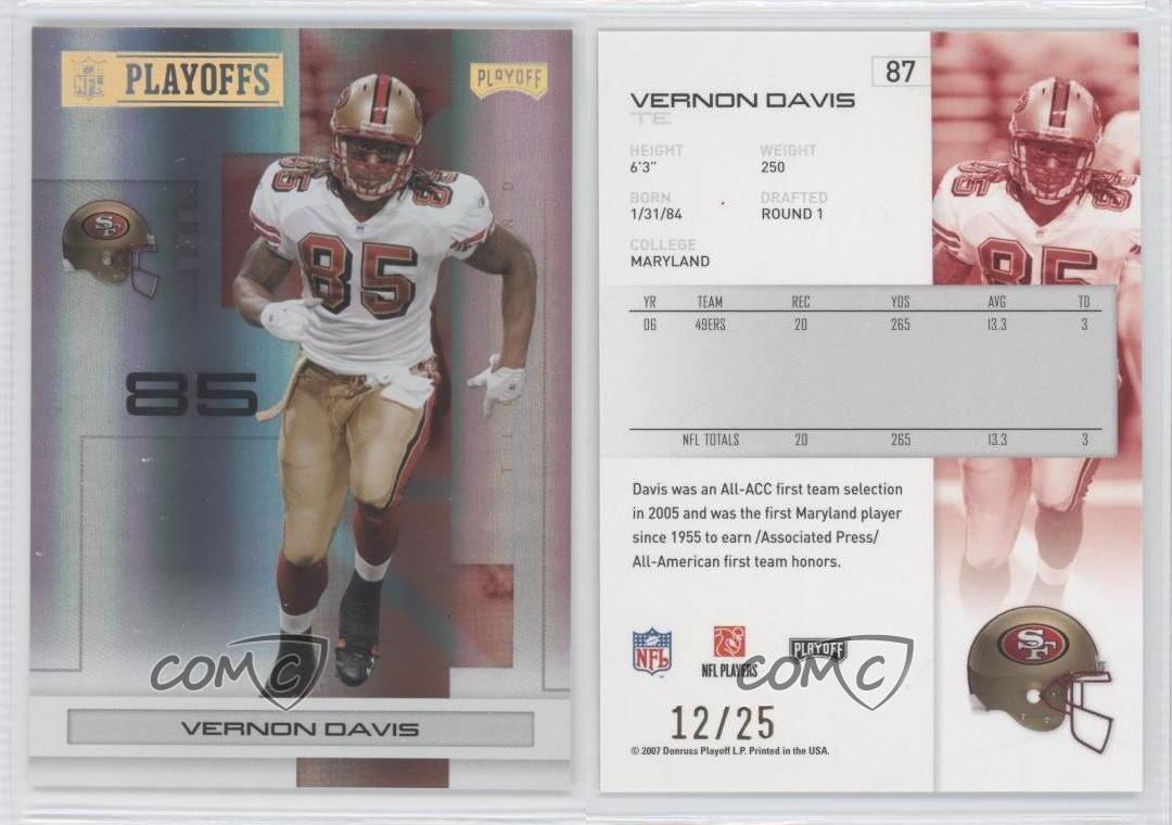 Playoffs NFL Playoffs Gold Holofoil 2007/25 Vernon Davis #87 - Imagen 3 de 4