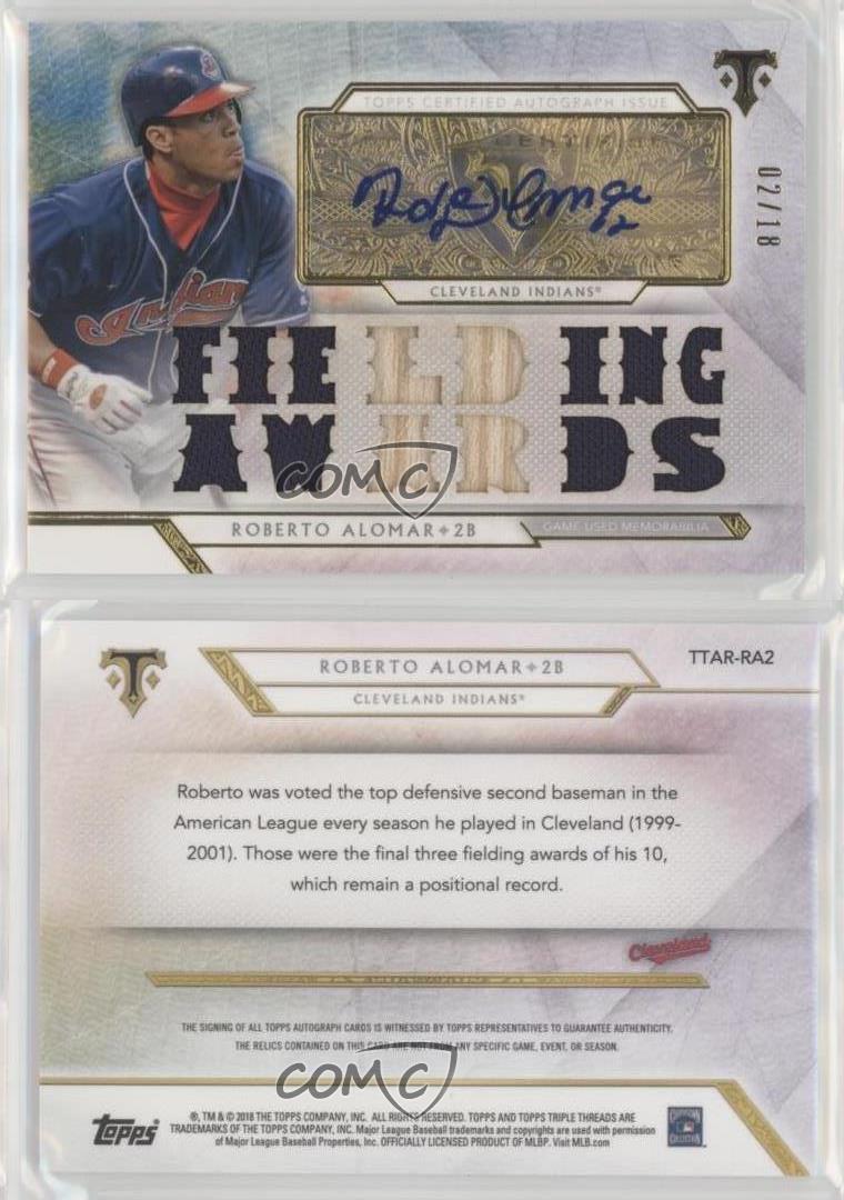 2018 Topps Triple Threads Relics /18 Roberto Alomar #TTAR-RA2 Auto HOF - Picture 3 of 3