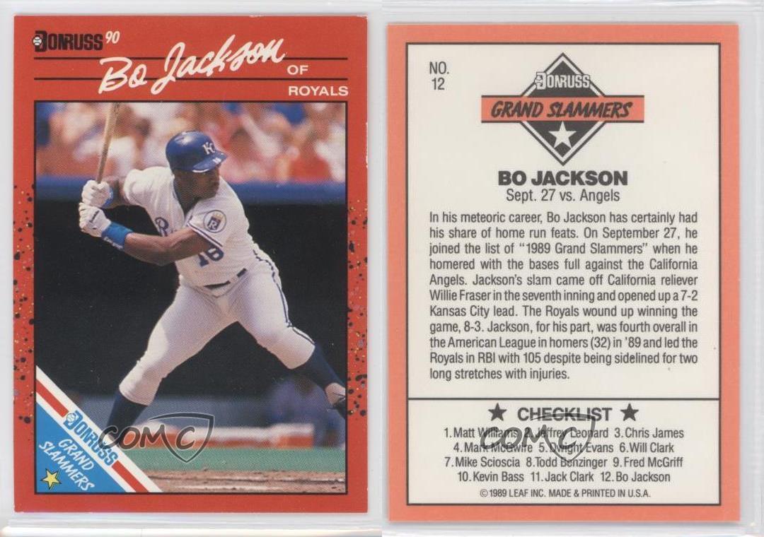1990 Donruss Grand Slammers 12 Bo Jackson Kansas City Royals Baseball Card eBay